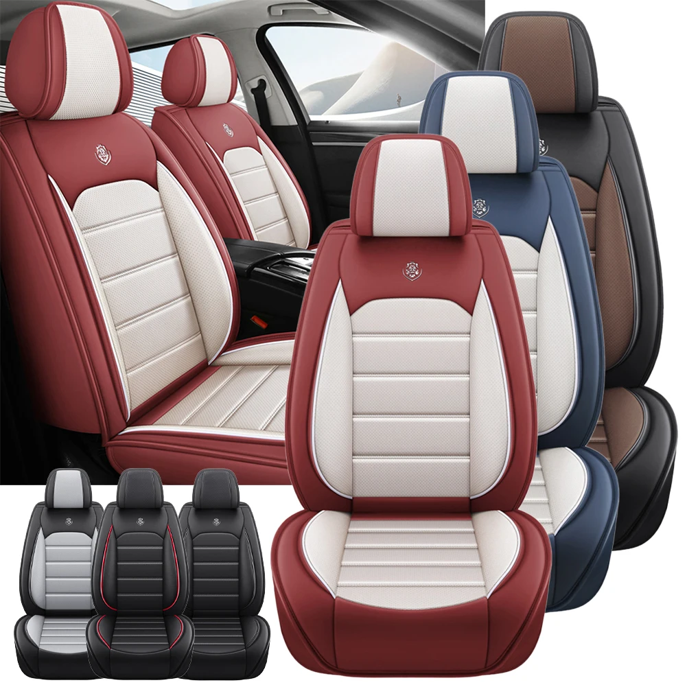 Car Seat Covers Full Set Breathable Leather Auto Front Seat Cover Car Full Seat Protection Cushion Pad Auto Interior Accessories