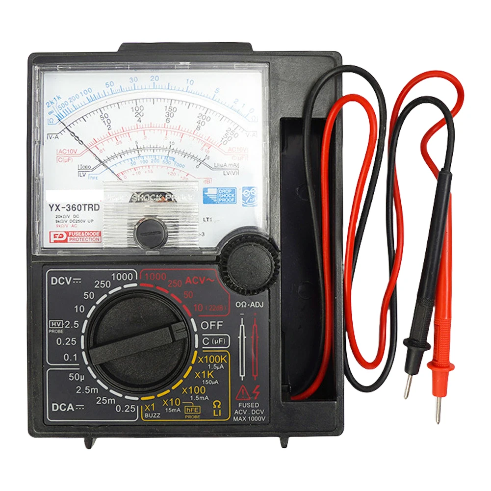 Voltage Current Tester DC 1000V Voltmeter Ammeter with Buzzer Test Pen Multimeter Voltmeter Pointer Mechanical Analog Multimeter